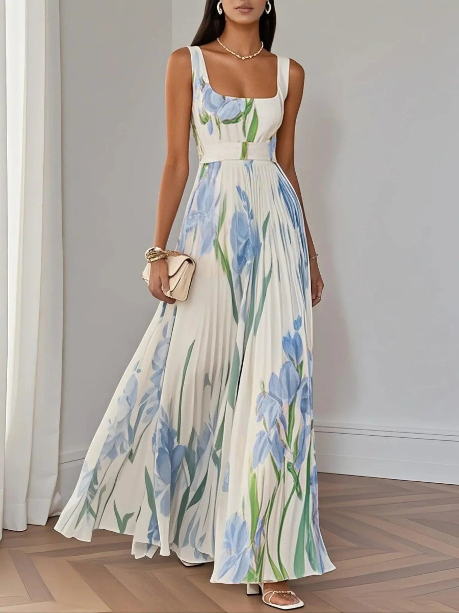 Fashionmoment® Sophie | Robe longue plissée fleurie de luxe