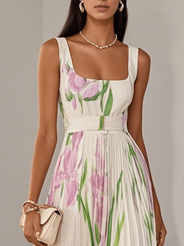 Fashionmoment® Sophie | Robe longue plissée fleurie de luxe