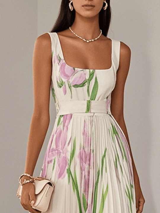 Fashionmoment® Sophie | Robe longue plissée fleurie de luxe