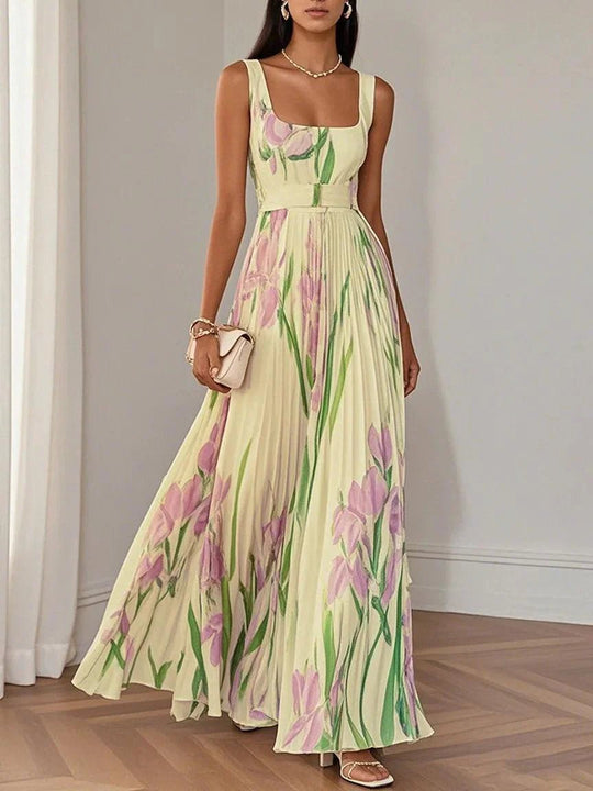 Fashionmoment® Sophie | Robe longue plissée fleurie de luxe