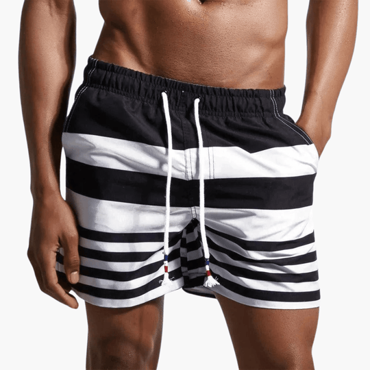 Short de bain rayé - Short de bain à cordon pour homme 