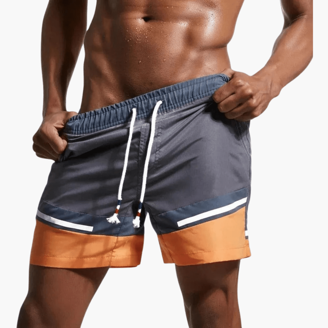 Short de bain rayé - Short de bain à cordon pour homme 