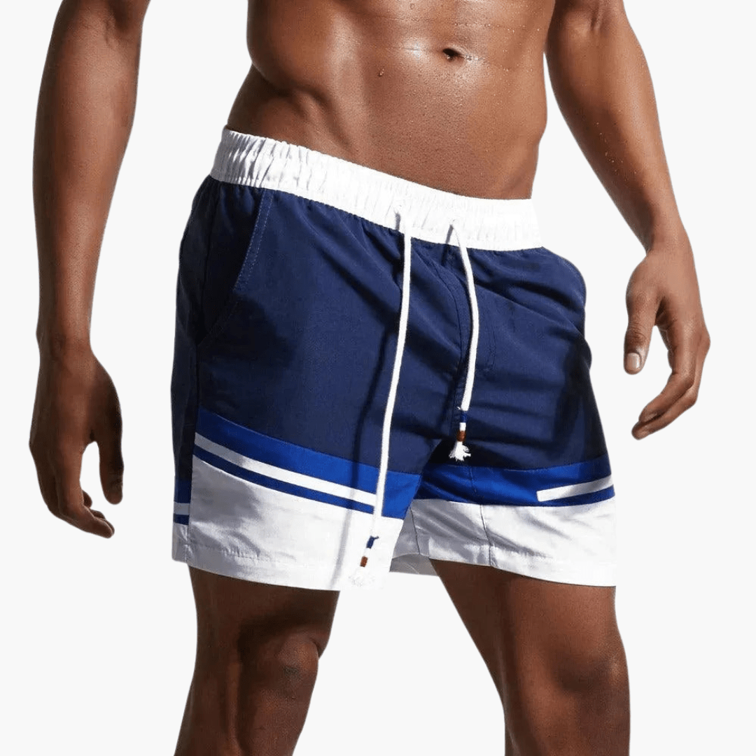 Short de bain rayé - Short de bain à cordon pour homme 