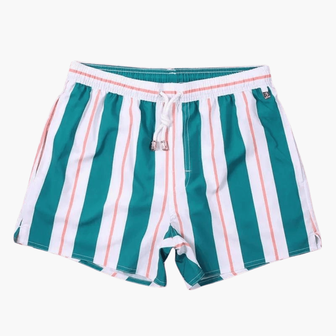 Short de bain rayé pour homme - avec cordon de serrage et poches latérales