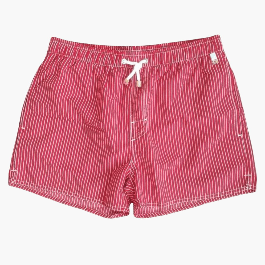 Short de bain rayé pour homme - avec cordon de serrage et poches latérales