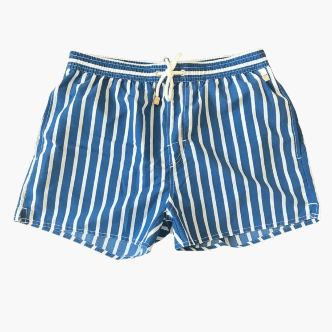 Short de bain rayé pour homme - avec cordon de serrage et poches latérales