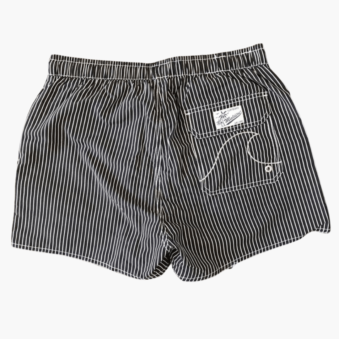 Short de bain rayé pour homme - avec cordon de serrage et poches latérales