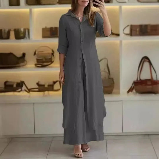 Isabeau | Leinen-Set mit Blusenkleid und Hose