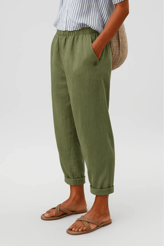 Isaline | Pantalon droit aéré à taille élastique