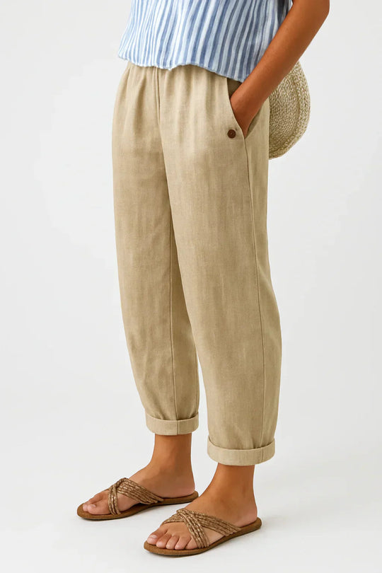 Isaline | Pantalon droit aéré à taille élastique