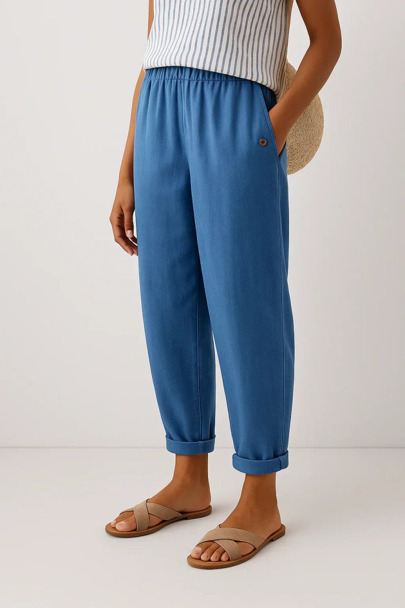 Isaline | Pantalon droit aéré à taille élastique
