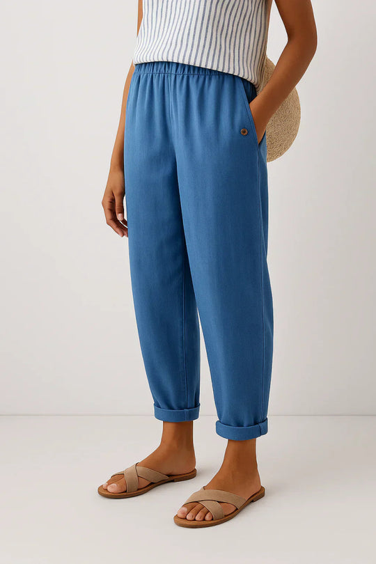 Isaline | Pantalon droit aéré à taille élastique