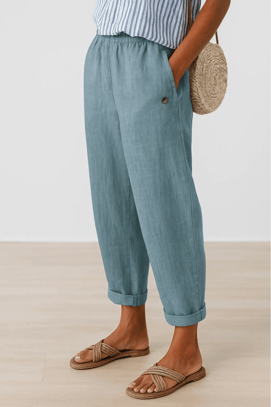 Isaline | Pantalon droit aéré à taille élastique