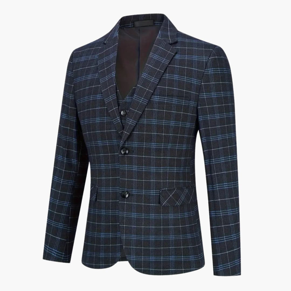 Ensemble de costume à carreaux - Costume homme 3 pièces coupe slim moderne
