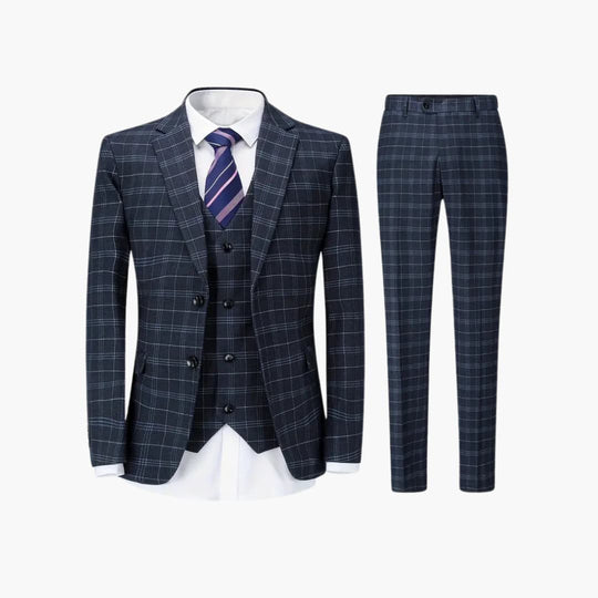 Ensemble de costume à carreaux - Costume homme 3 pièces coupe slim moderne