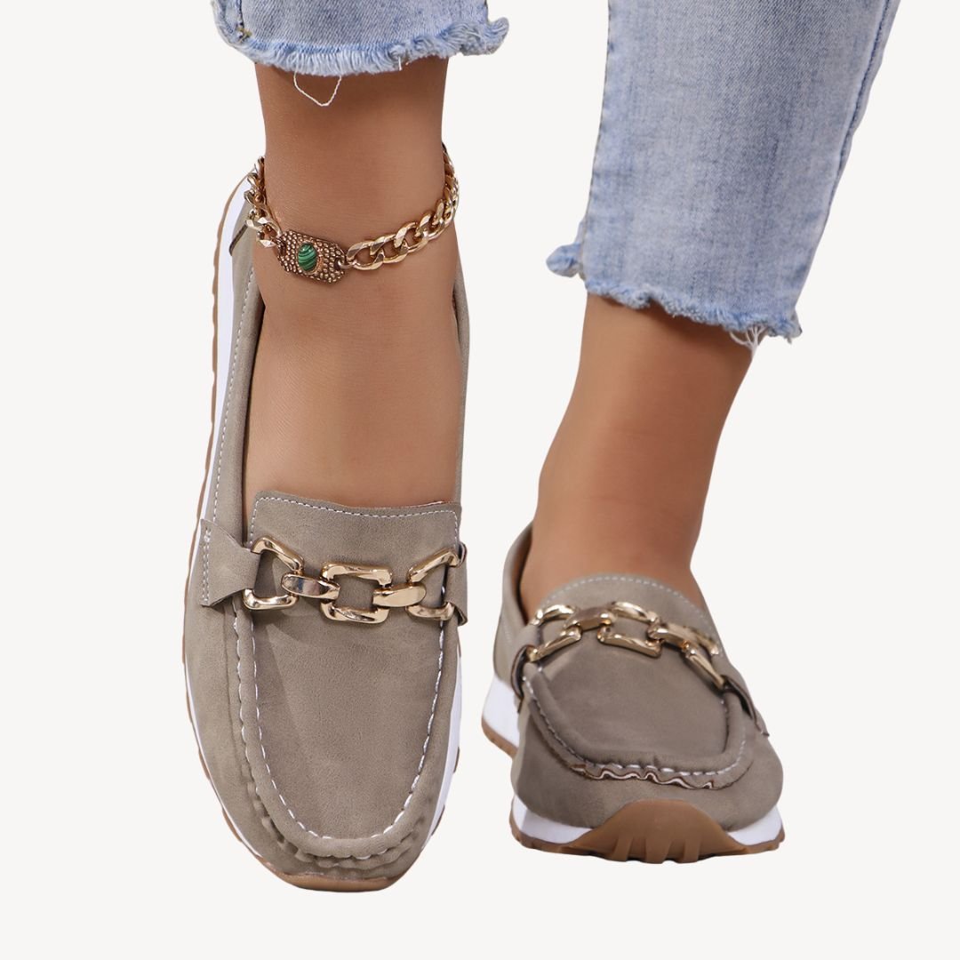 Loravelle I Mocassins Orthopédiques en Suède pour Femmes avec Chaîne