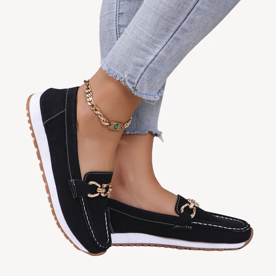 Loravelle I Mocassins Orthopédiques en Suède pour Femmes avec Chaîne