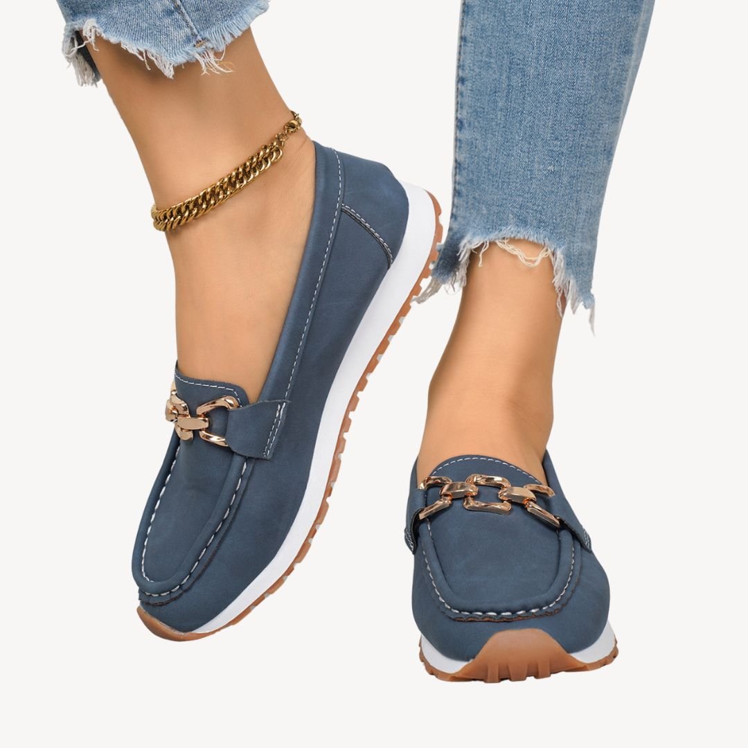 Loravelle I Mocassins Orthopédiques en Suède pour Femmes avec Chaîne