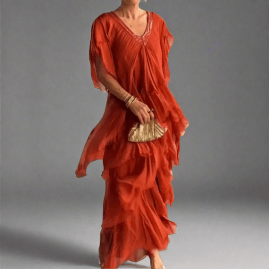 Maresilda | Robe longue élégante à col en V