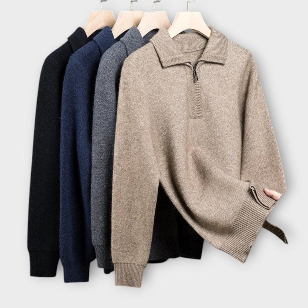 Mérinos - Pull demi-zip élégant et confortable