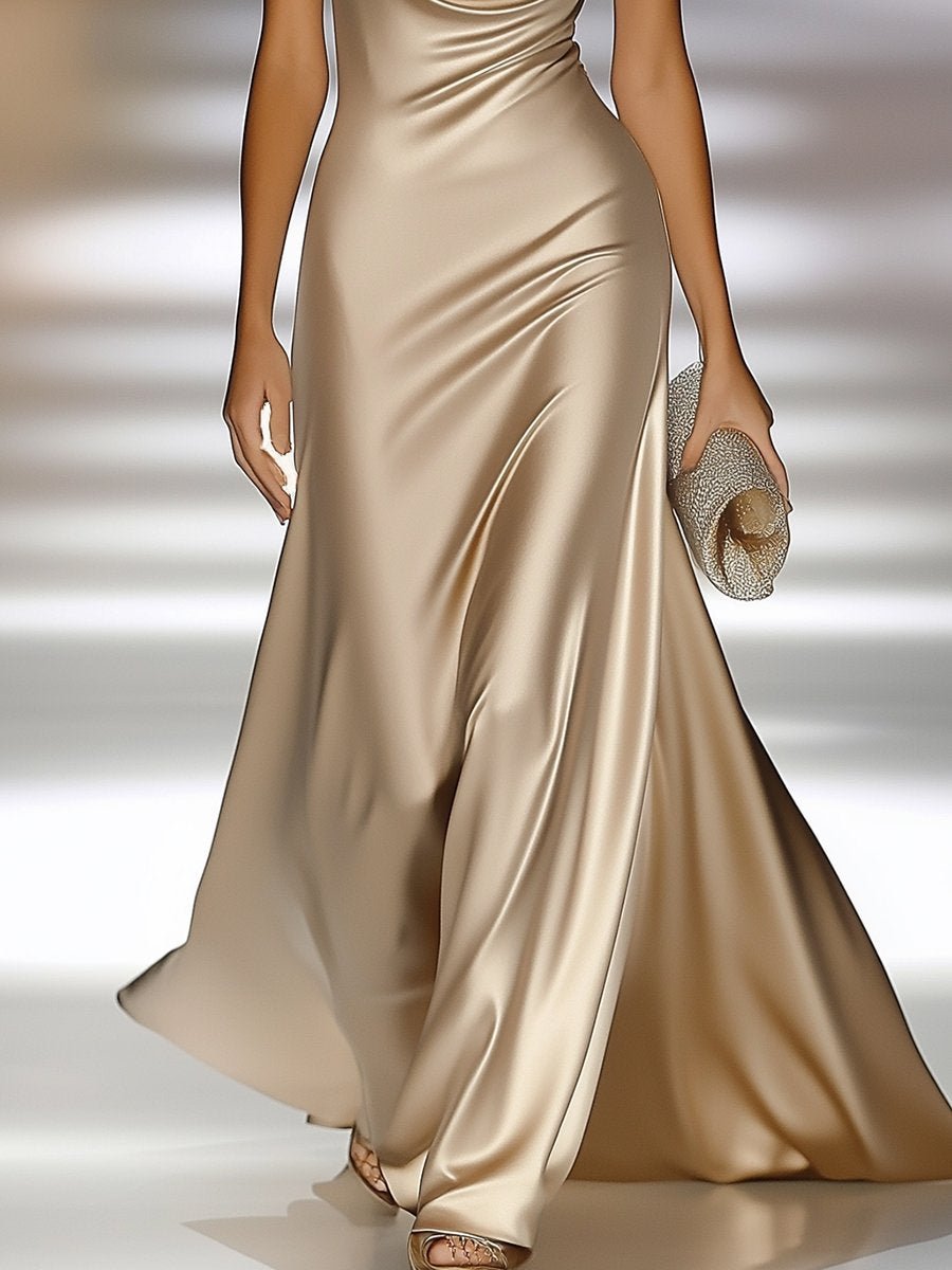 Monalisa I Luxuriöses Champagnergold Satin Kleid