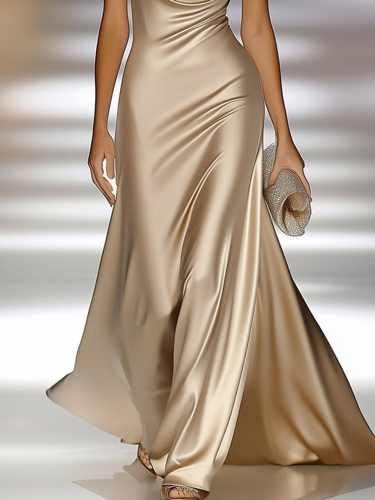 Monalisa I Luxuriöses Champagnergold Satin Kleid
