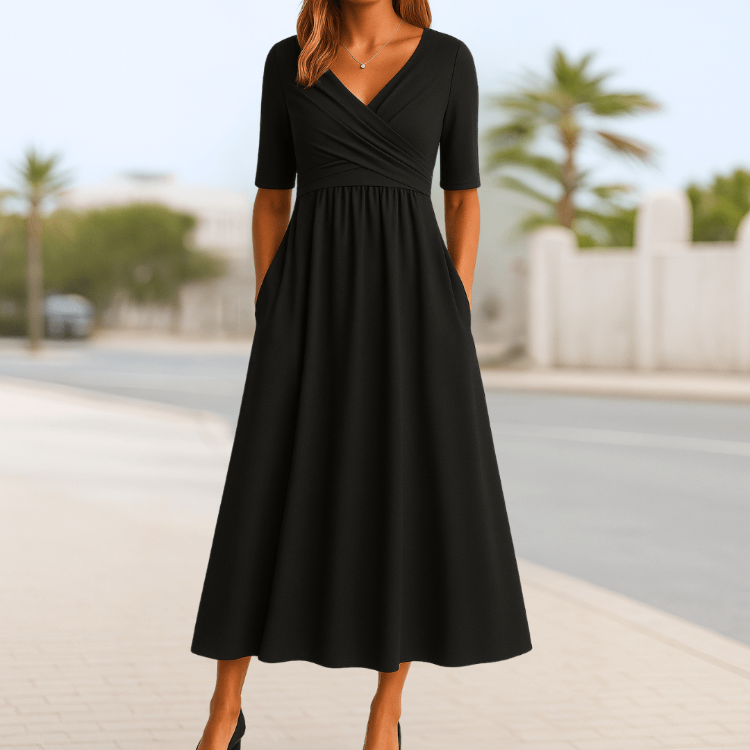 Monique | Robe bandoulière à manches courtes