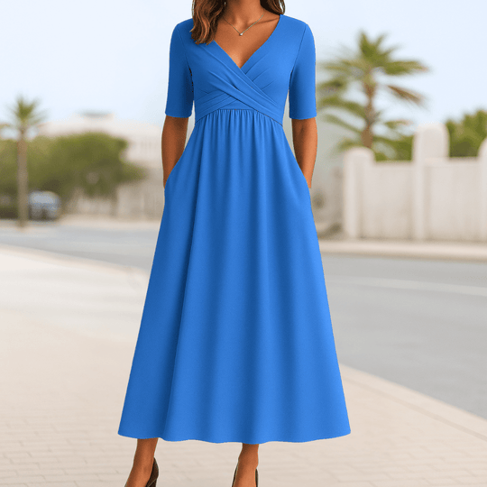 Monique | Robe bandoulière à manches courtes