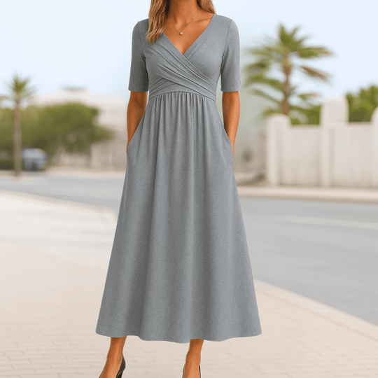 Monique | Robe bandoulière à manches courtes