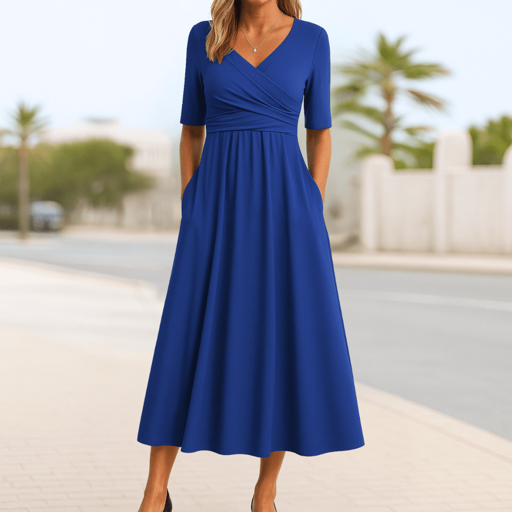 Monique | Robe bandoulière à manches courtes