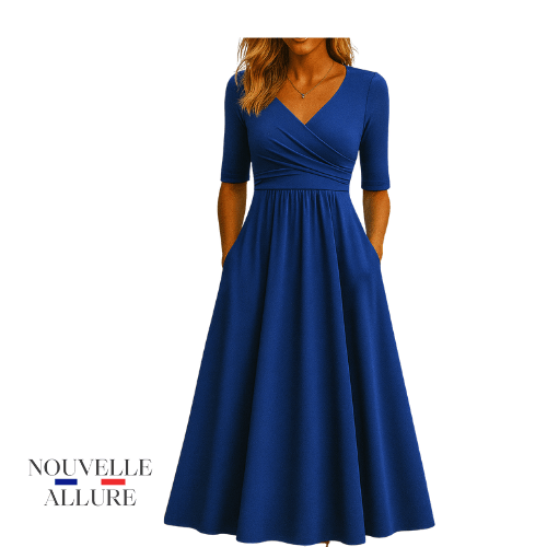 Monique | Robe bandoulière à manches courtes