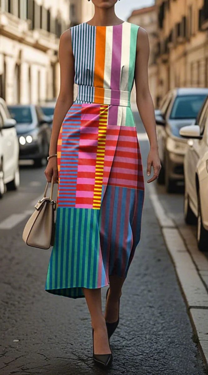 Nadine | Robe à imprimé géométrique et coupe ample 