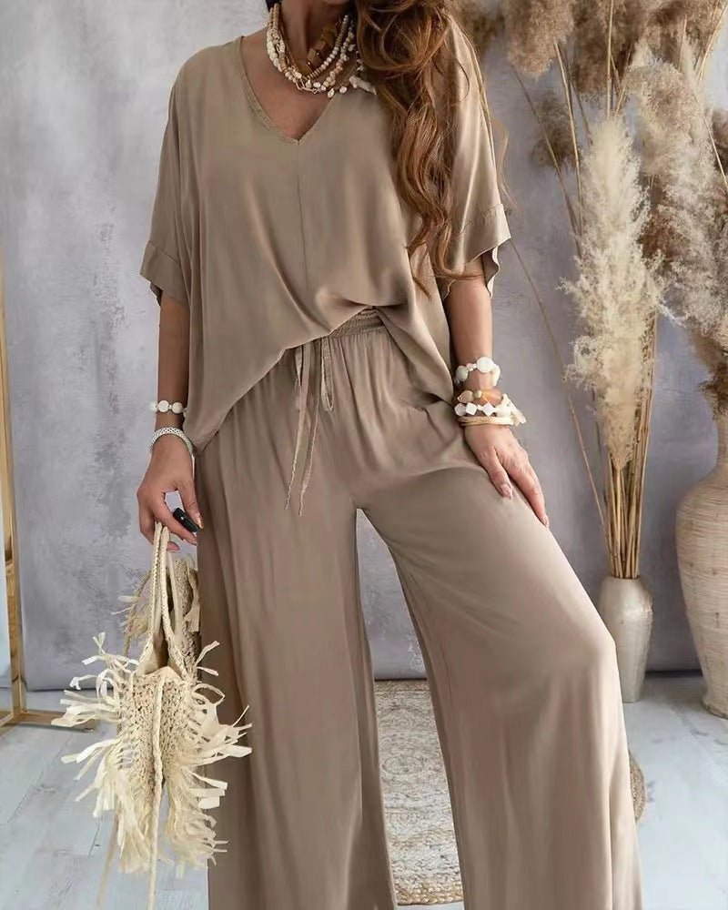 Renée | Ensemble d'été col V avec pantalon large