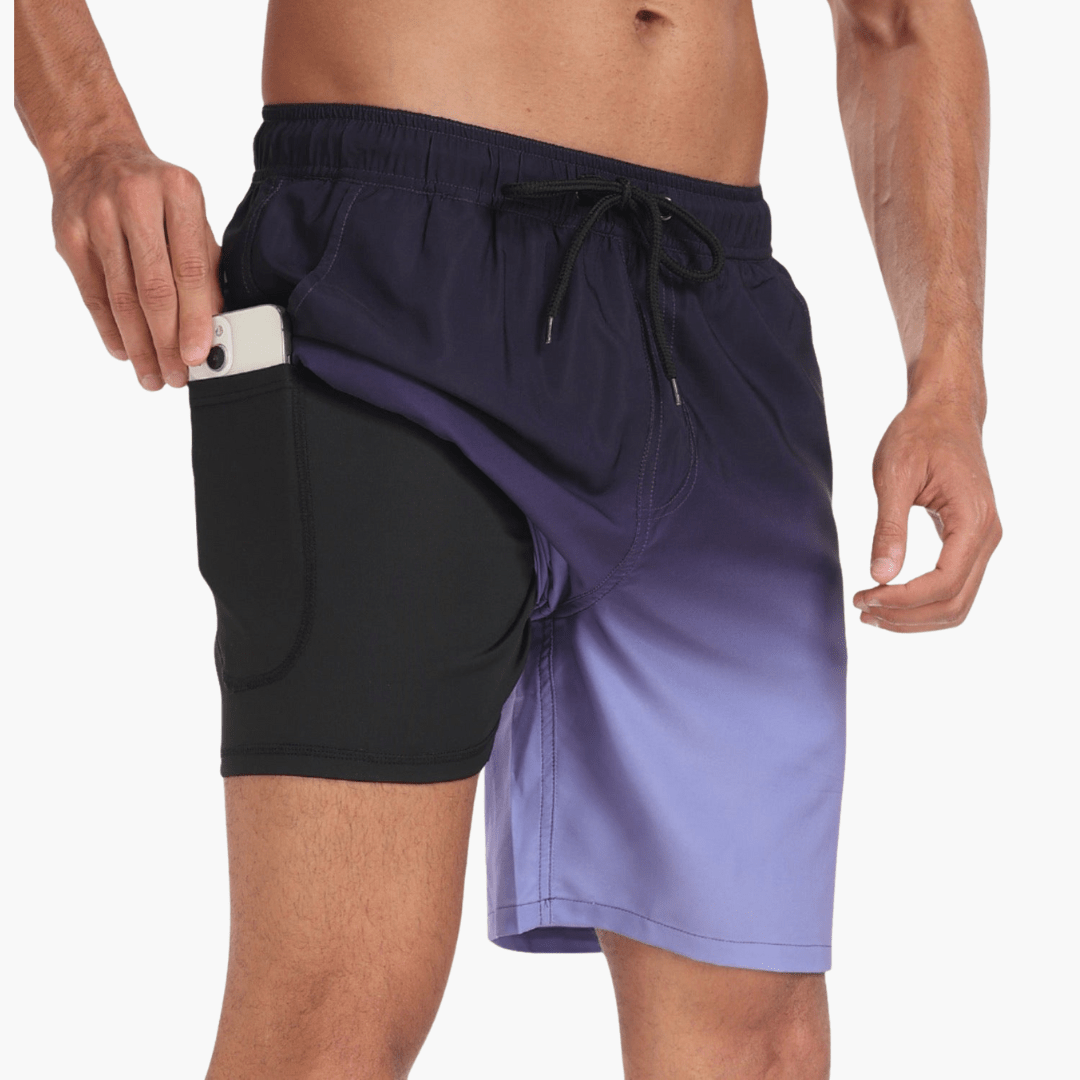 Short à séchage rapide - Short extensible pour homme avec slip intérieur 