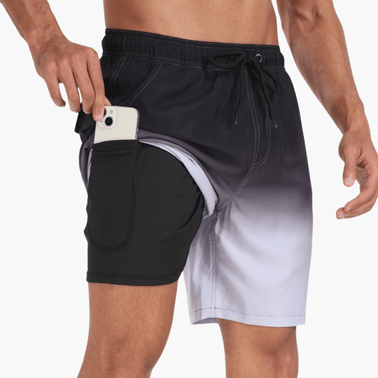 Short à séchage rapide - Short extensible pour homme avec slip intérieur 