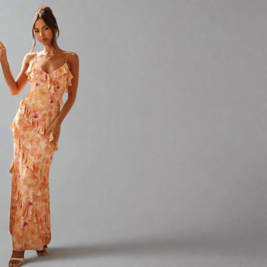 Sieglinde | Robe longue citron en viscose aérienne de qualité supérieure