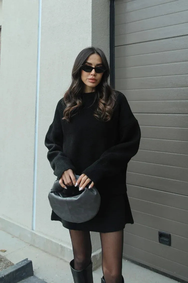 Helena | Ensemble jupe en tricot (haut + jupe)