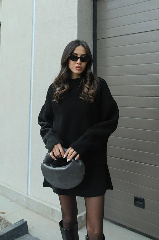 Helena | Ensemble jupe en tricot (haut + jupe)