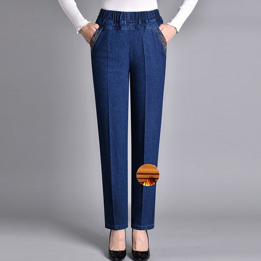Nouvelle® | Jeans pour femmes avec poches latérales et taille élastique