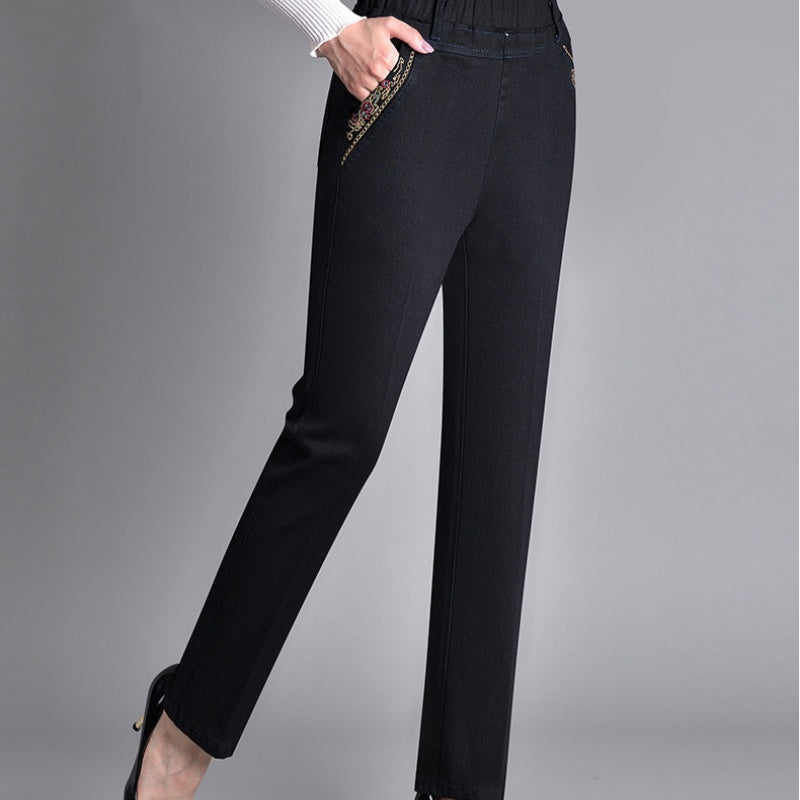 Nouvelle® | Jeans pour femmes avec poches latérales et taille élastique
