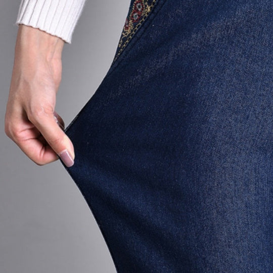 Nouvelle® | Jeans pour femmes avec poches latérales et taille élastique