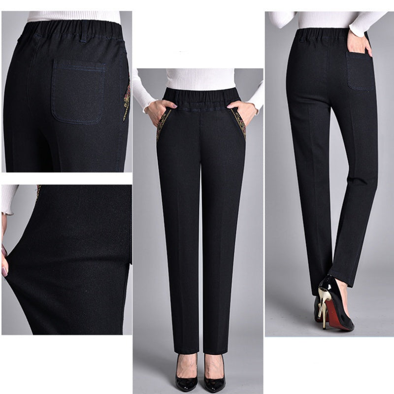 Nouvelle® | Jeans pour femmes avec poches latérales et taille élastique