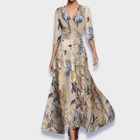 Stefanie | Robe longue élégante en tissu floral haut de gamme