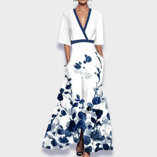 Stefanie | Robe longue élégante en tissu floral haut de gamme