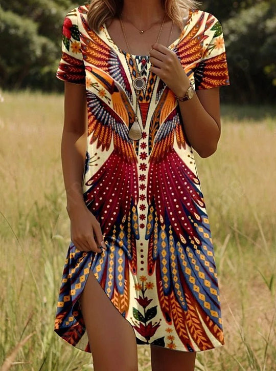 Tessalie | Robe d'été à imprimé artistique 