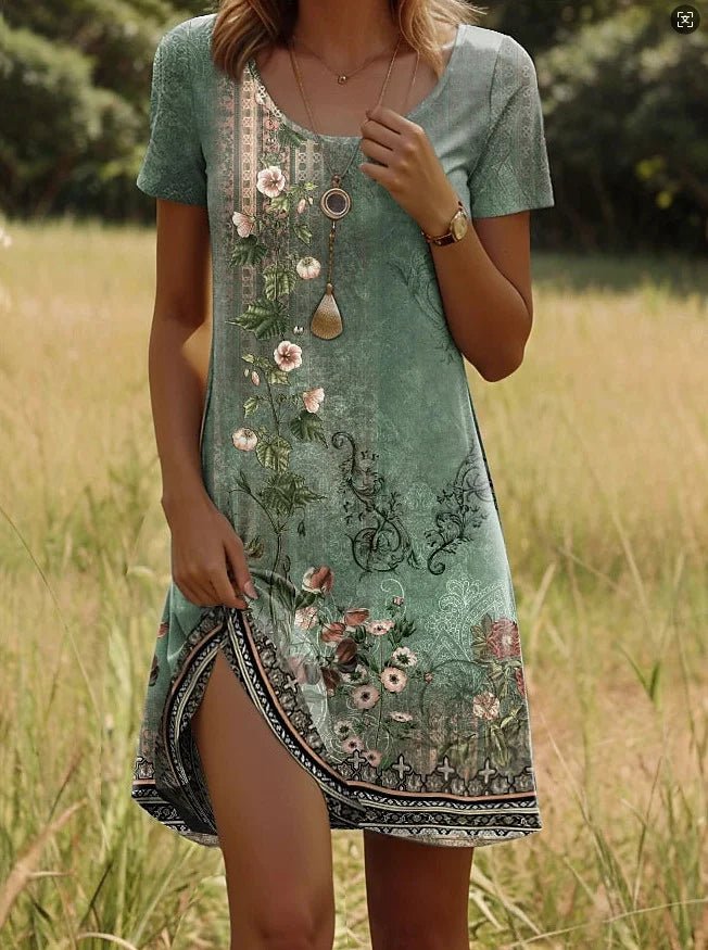 Tessalie | Robe d'été à imprimé artistique 