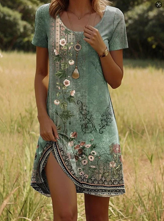 Tessalie | Robe d'été à imprimé artistique 