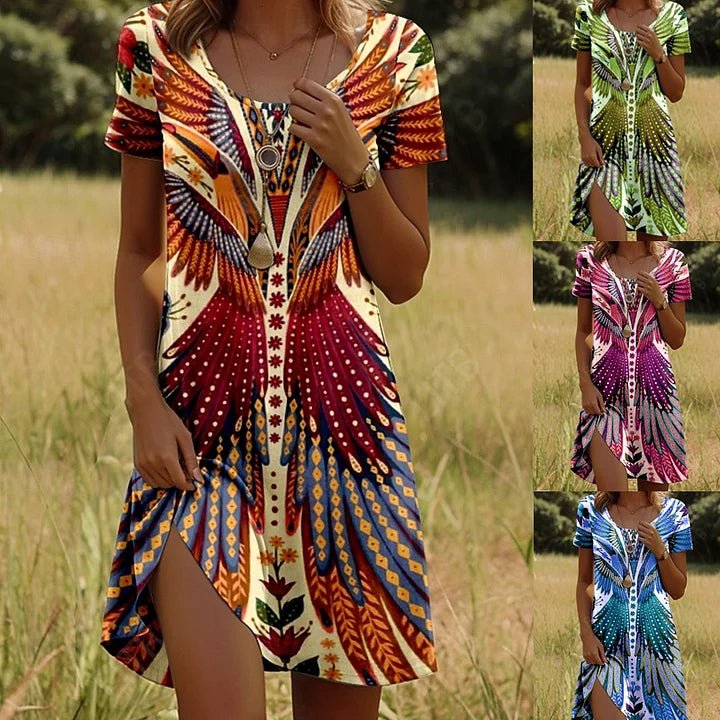 Tessalie | Robe d'été à imprimé artistique 