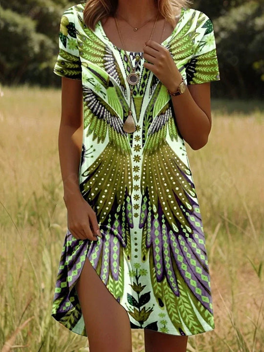Tessalie | Robe d'été à imprimé artistique 