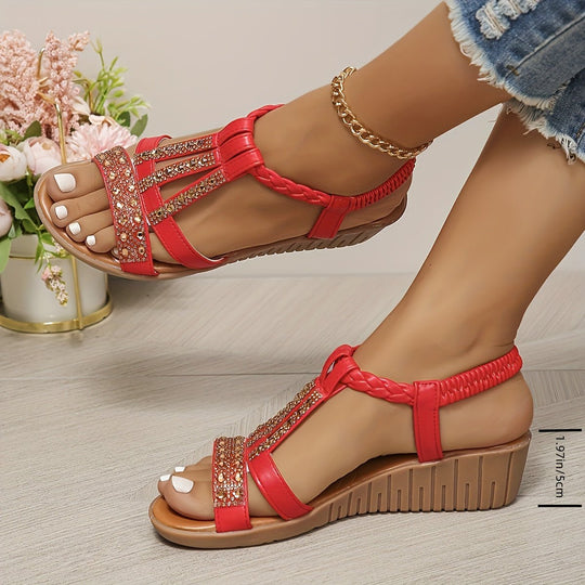 Trudy | Orthopädische Ibiza-Style Sandalen mit Keilabsatz